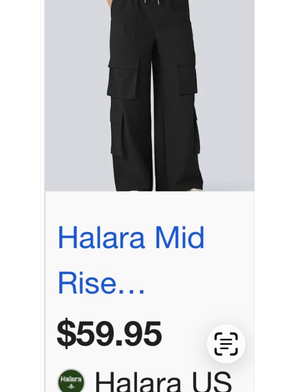 HALARA Black Wide-Leg Cargo Pants